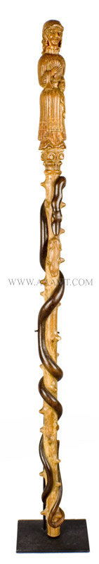 Antique Cane, Carved, Figure of Woman, 19th Century, entire view